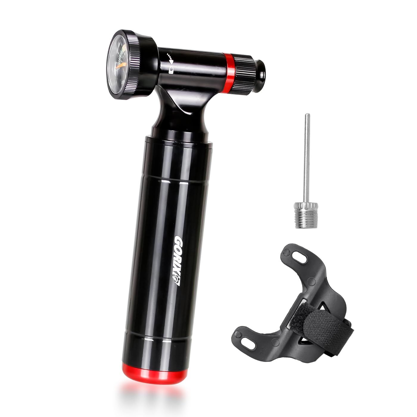 新品 GORIX(ゴリックス)CO2インフレーター 空気入れ 自転車 [空気圧/ゲージ付き] 仏式 米式 ボール ロードバイク ヘッド CO2 自転車空気入れ CO2ヘッド ミニポンプ 携帯 パンク修理 (GX-CO2M)