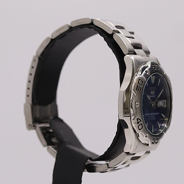  稼働 セイコー 5スポーツ 7S36-00A0 2N0814 SS AT|自動巻 ブルー文字盤 メンズ腕時計 0572000 3ERT ABC19670 KMT 厚手ニット 自動巻き時計 腕時計(アナログ)