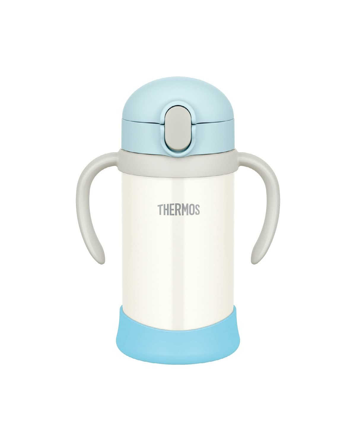 新品 サーモス(THERMOS) まほうびんのベビーストローマグ FJL-350 ブルーホワイト (BLWH) 350ml 水筒 子供 ステンレス製魔法びん構造 スペアストローセット付き 扱いやすいワンタッチオープン 水滴飛び散り防止機能搭載 45623443