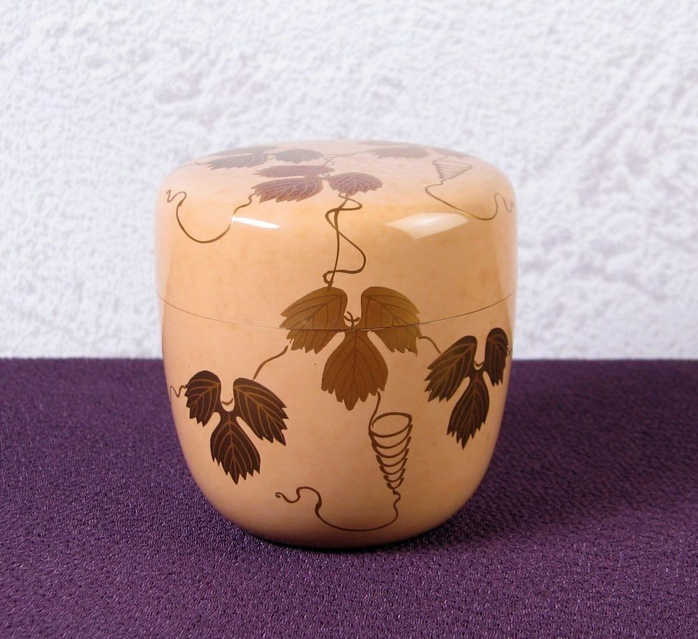 Y2782-2 茶道具 中村湖彩 蔦蒔絵 瓢茶器 茶入 共箱 茶道具,茶器 （棗