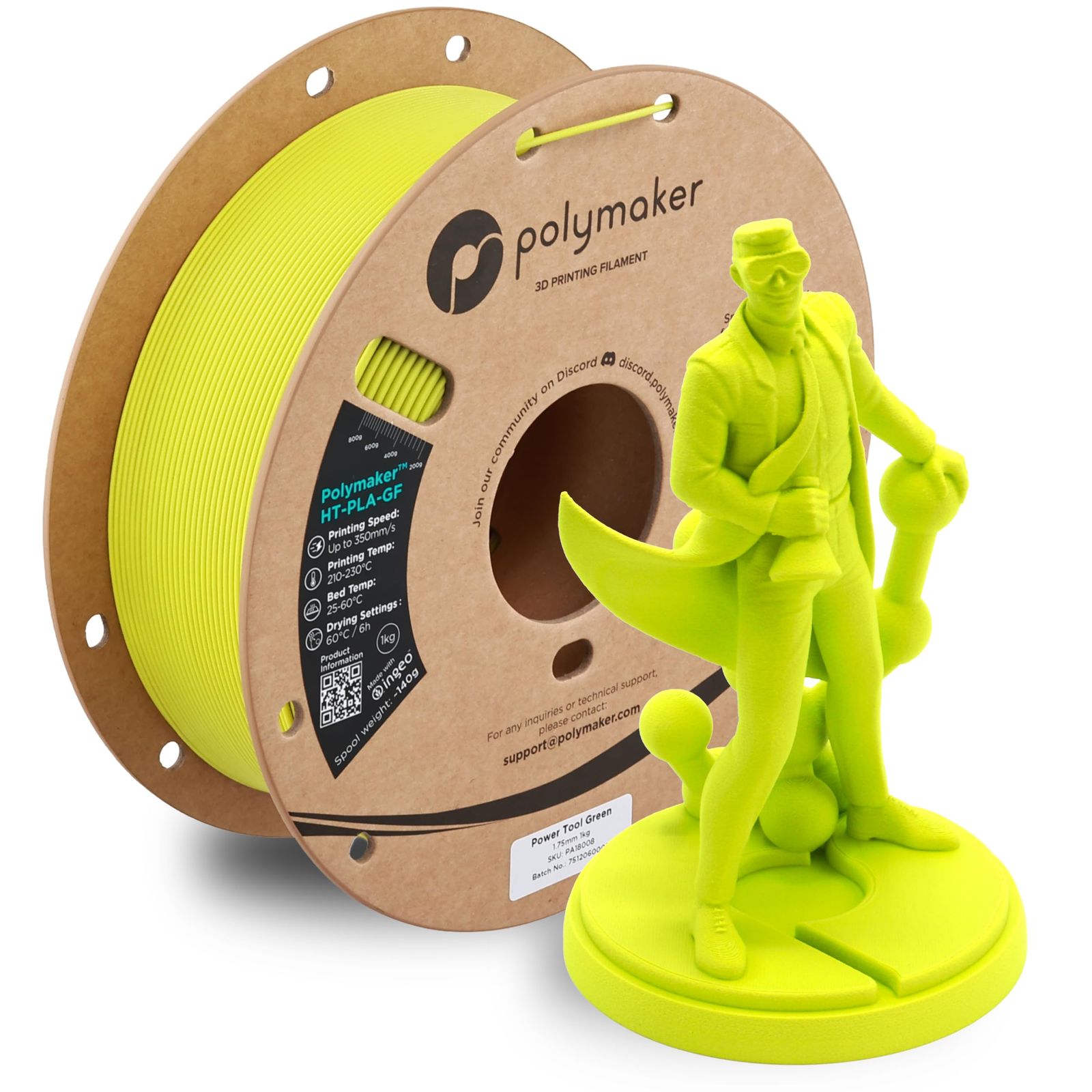 新品 ポリメーカ(Polymaker)3Dプリンタ―用耐熱性フィラメント Polymaker HT-PLA-GF 1.75mm径 1kg巻 Polymaker HT-PLA-GF Power Tool Green