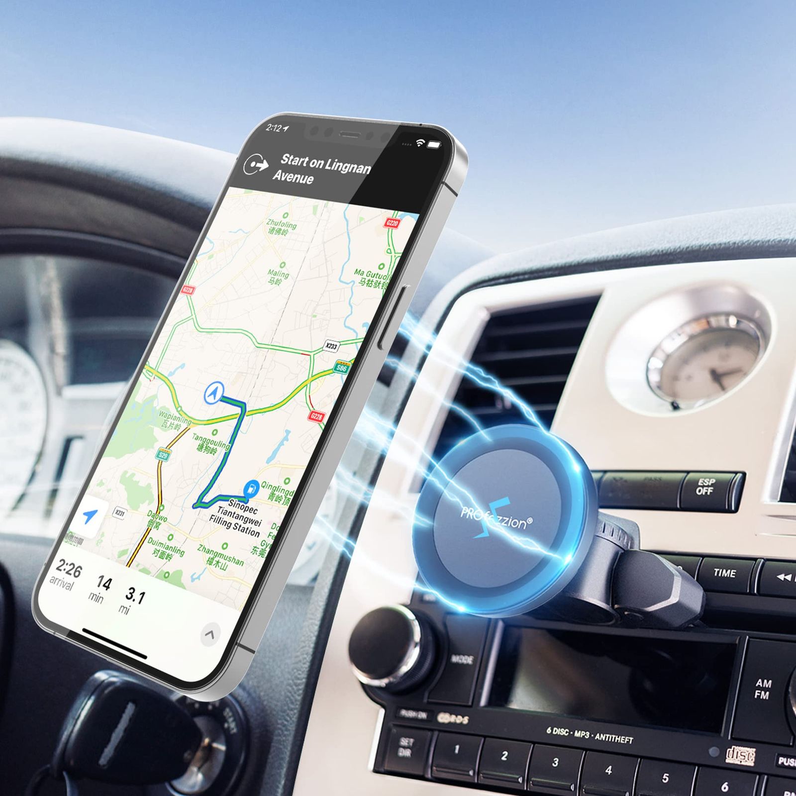 新品 Profezzion マグセーフ 磁気 車載ホルダー CD スロット + エアコン吹出口式 車載 スマホホルダー 超磁力 マホスタンド 車用 Mag対応 マグセーフ スマホホルダー マグネット マグセーフ スタンド 片手操作 iPhone 17 Pro