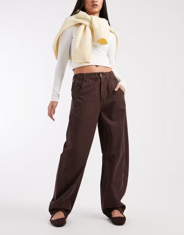 ミスセルフフリッジ レディース ボトムス カジュアルパンツ カーゴパンツ Misselfridgelasticized baggy cargo pants Chocolate チョコレート