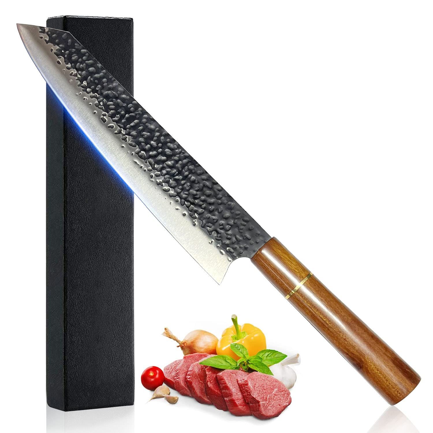 新品 VGTEN 切付 包丁 寿司切包丁 刃渡り230mm ステンレス 黒槌目 マホガニー柄 和包丁 よく切れる 肉・魚・野菜など万能に使える ...