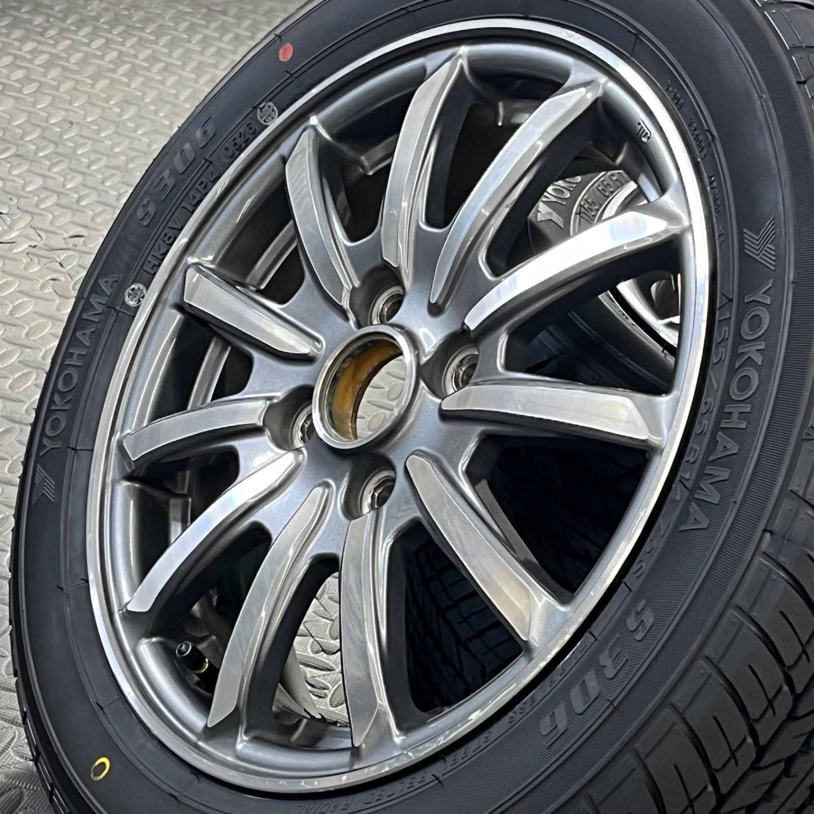 26年製 新品タイヤ 155/65R14 ヨコハマ S306 ホンダ N-WGN純正アルミ 