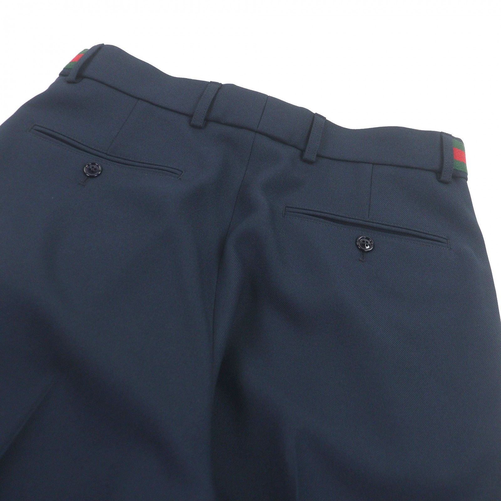 極美品□GUCCI グッチ 751788 ウェブストライプ スラックス トラウザーズパンツ ネイビー 44 ハンガー付き イタリア製 正規品 メンズ 極美品□GUCCI グッチ 751788 ウェブストライプ スラックス トラウザー