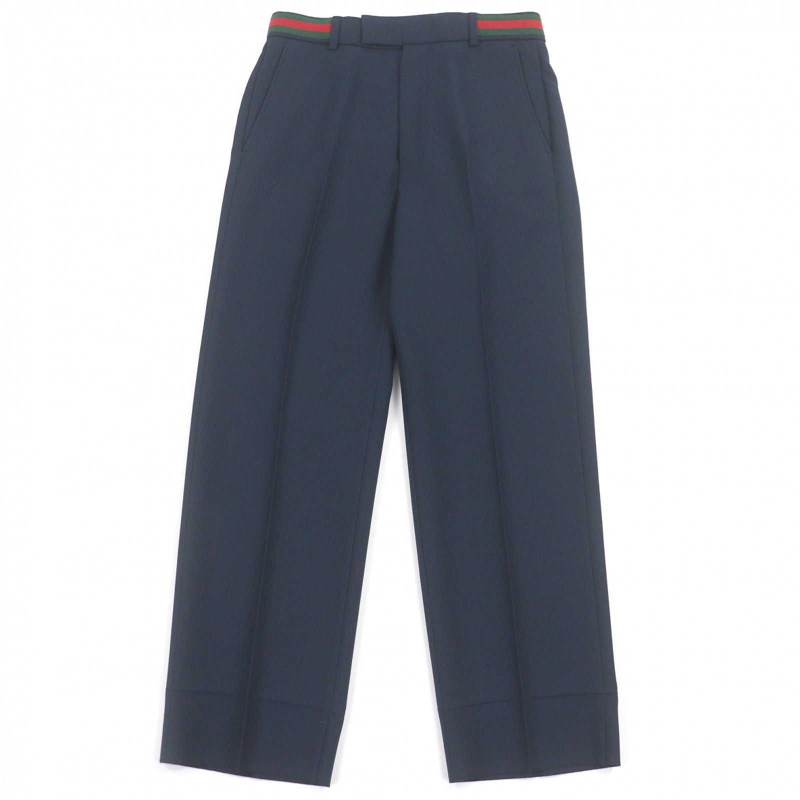 極美品□GUCCI グッチ 751788 ウェブストライプ スラックス トラウザーズパンツ ネイビー 44 ハンガー付き イタリア製 正規品 メンズ 極美品□GUCCI グッチ 751788 ウェブストライプ スラックス トラウザー