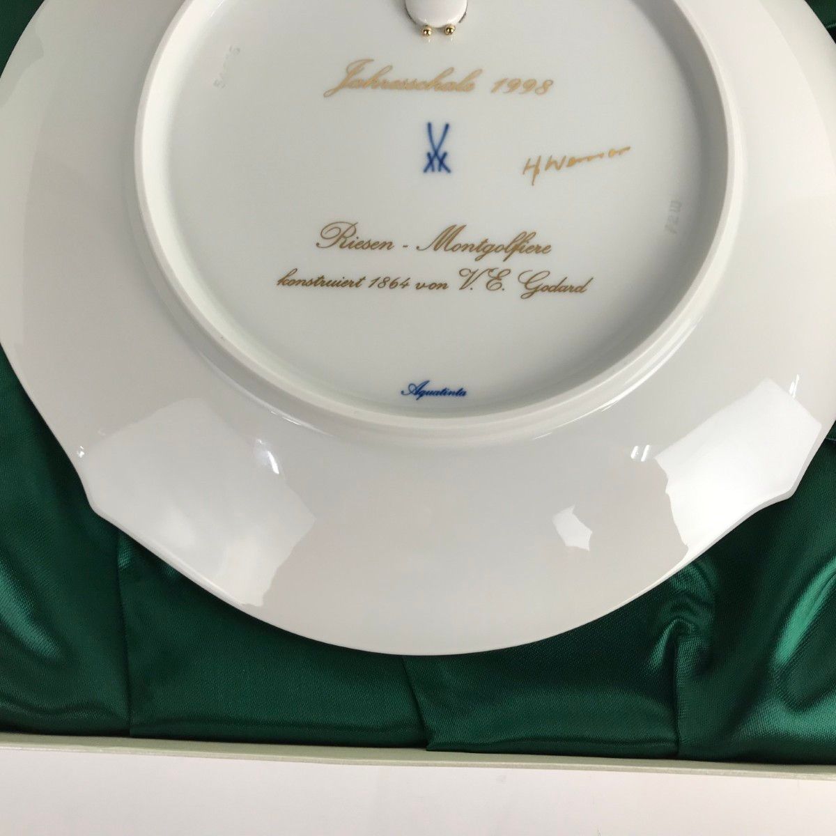 マイセン MEISSEN 1998 イヤープレート 熱気球 27cm 箱付 Meissen マイセン イヤープレート 1998年 気球 箱・冊子付