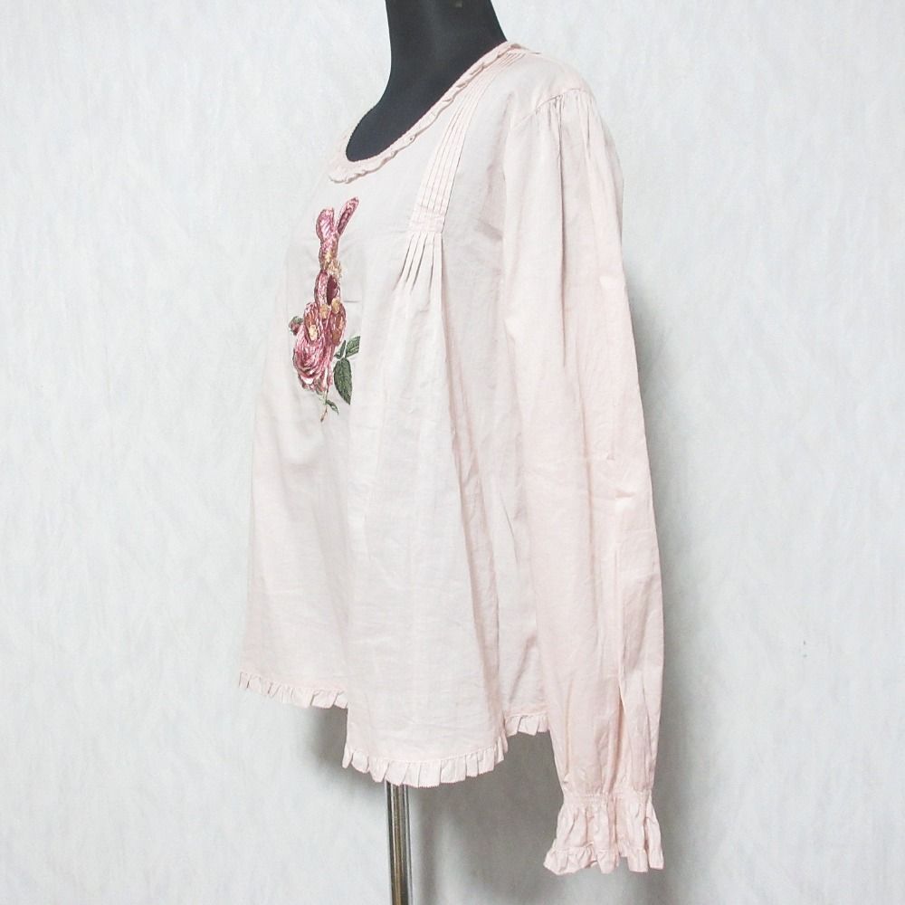 美品 PINK HOUSE ピンクハウス ジュビリーラビット刺繍ブラウス プル 