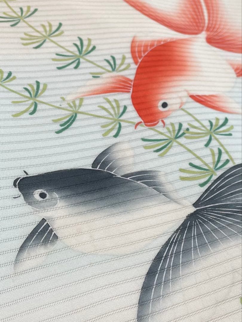 絽 塩瀬 五泉 手描き友禅 夏帯 九寸名古屋帯 金魚 正絹 SN024 - メルカリ
