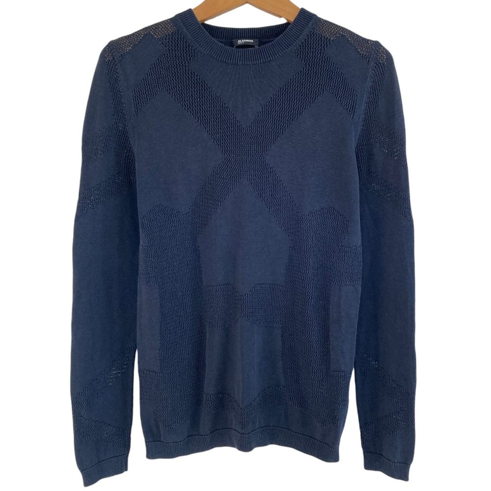 美品 JIL SANDER NAVY ジルサンダー ネイビー 透かし編み ニット 美品 JIL SANDER NAVY ジルサンダー ネイビー 透かし編み ニット