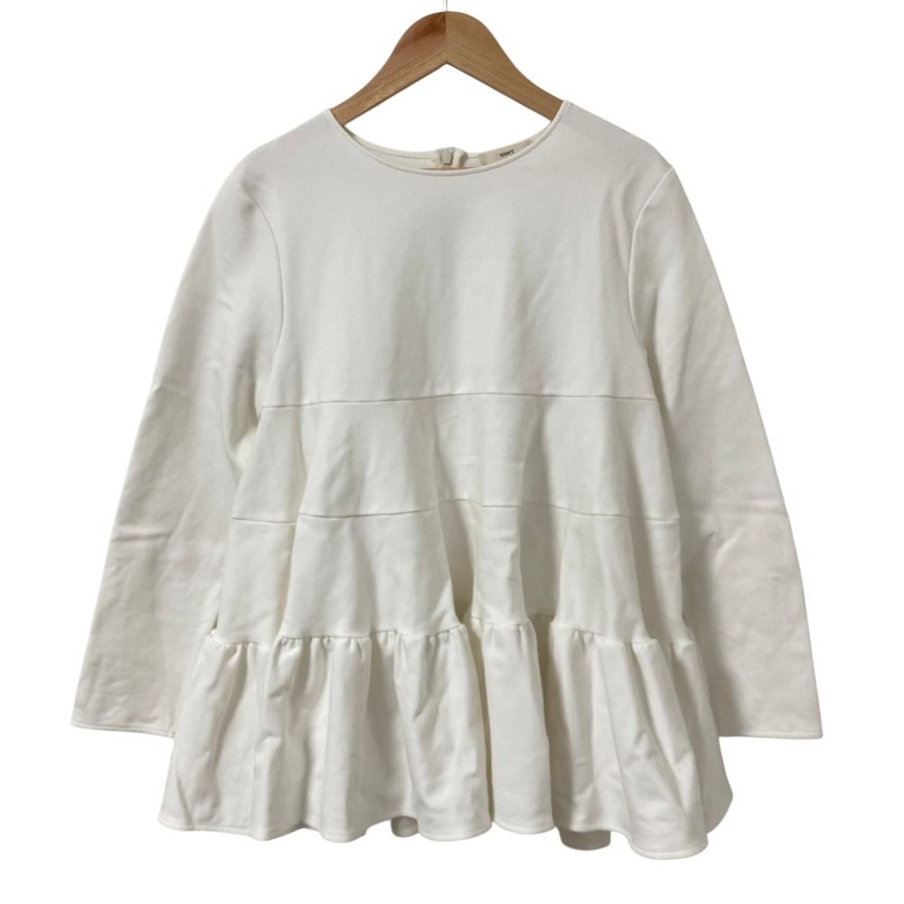 23AW yori ヨリ ぬくぬくティアードフリルブラウス サイズ36 ホワイト 