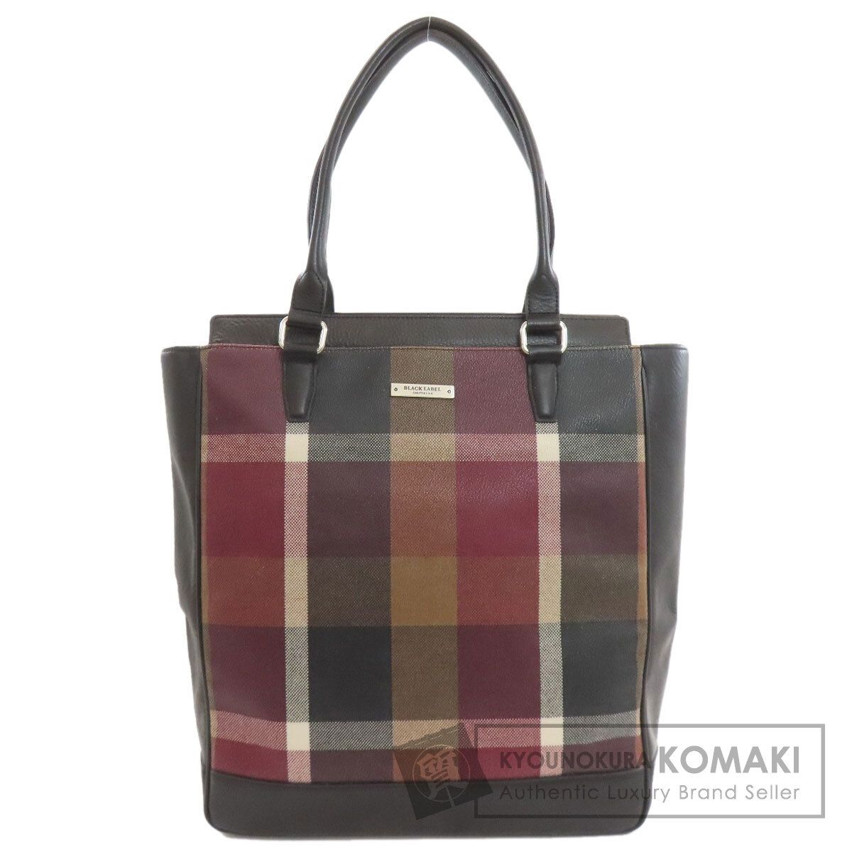 BURBERRY バーバリー チェック柄 トートバッグ レザー レディース 