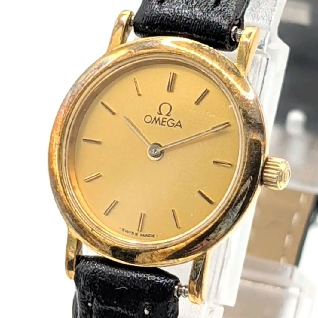 OMEGA DE VILLE Watch Quartz Men's Round Gold Silver Combi Gold