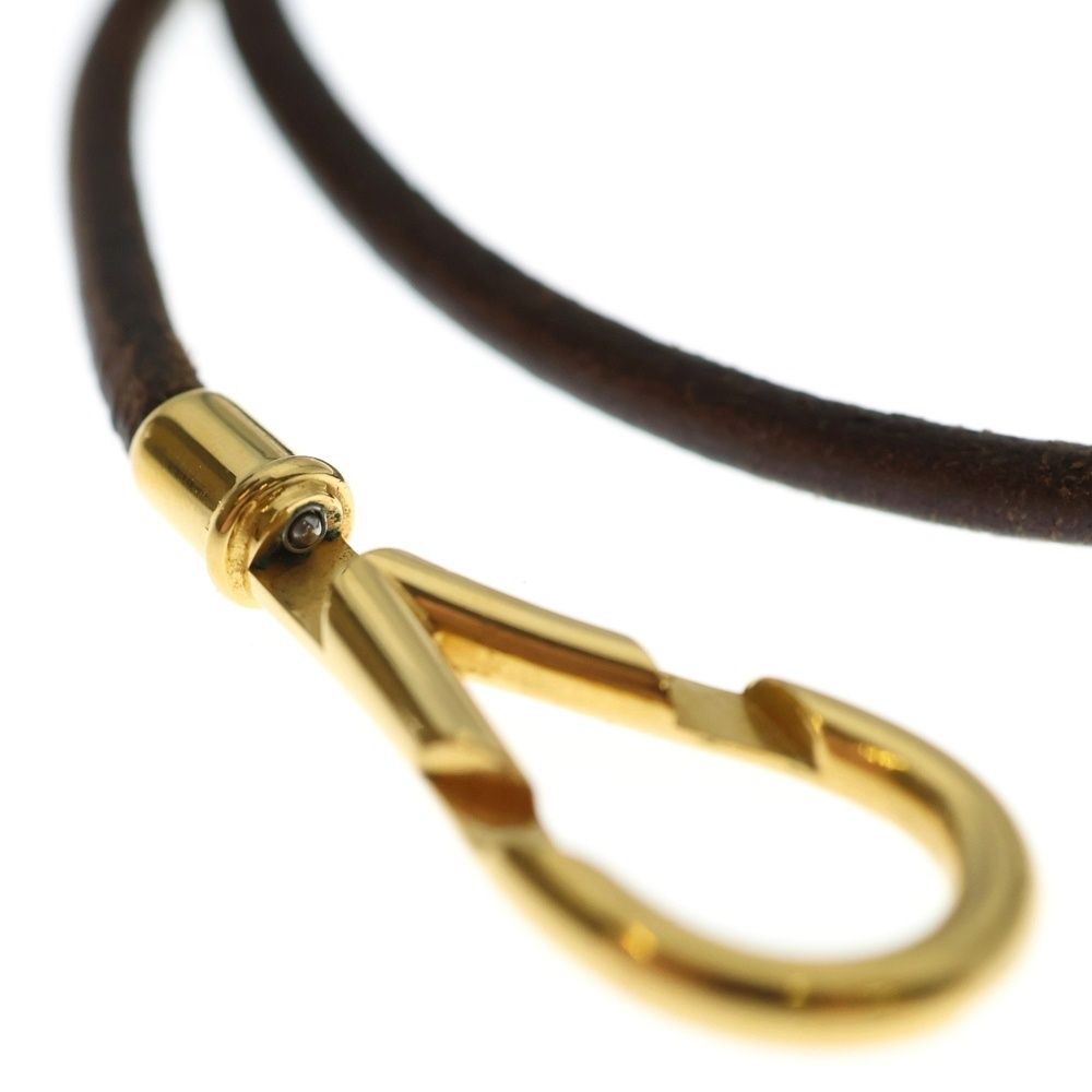 HERMES (エルメス) アタメ レザーブレスレット ブラウン ゴールド金具