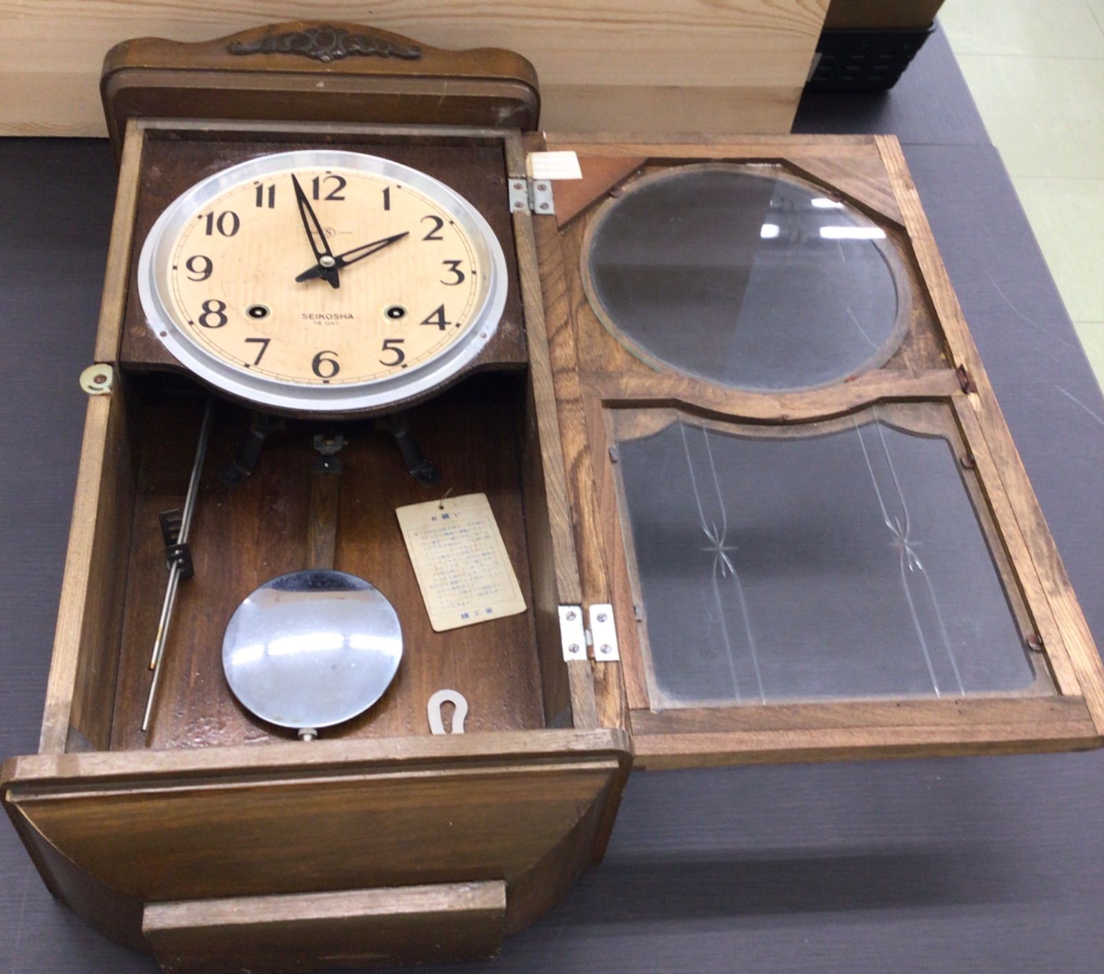 中古・現状品】精工舎 ゼンマイ式振り子時計 当時物 ジャンク品 K-462