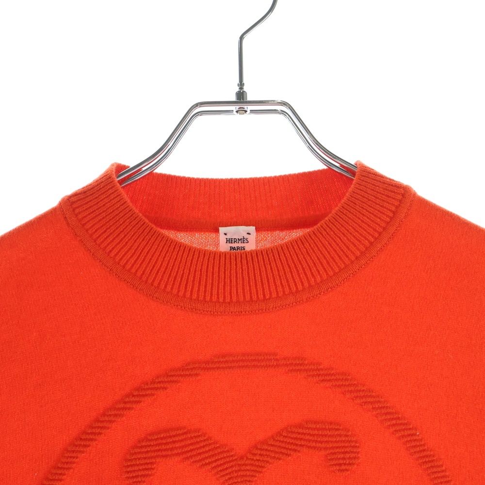HERMES (エルメス) 23AW Hリフト カシミヤ長袖ニットセーター オレンジ 