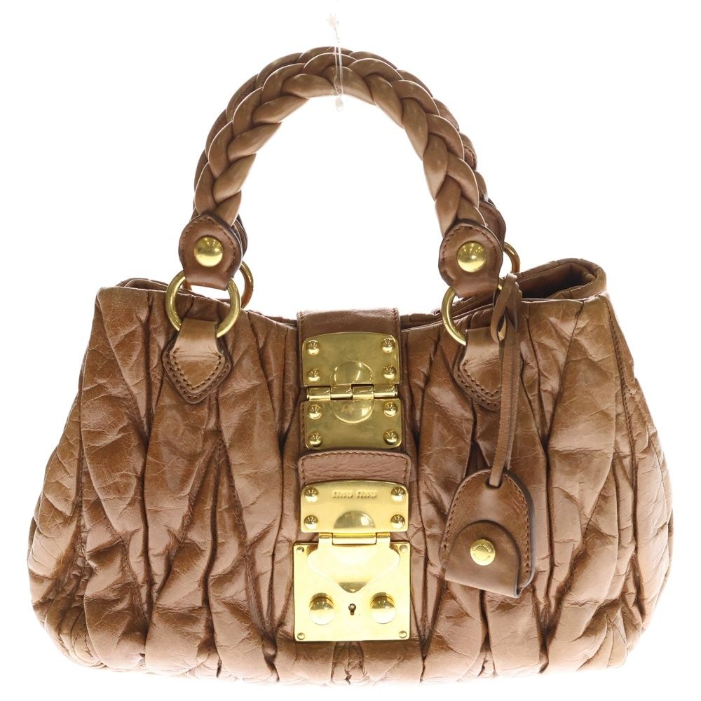 miumiu ミュウミュウ ハンドバック ゴールド金具 ロゴ フリンジ 使用感 