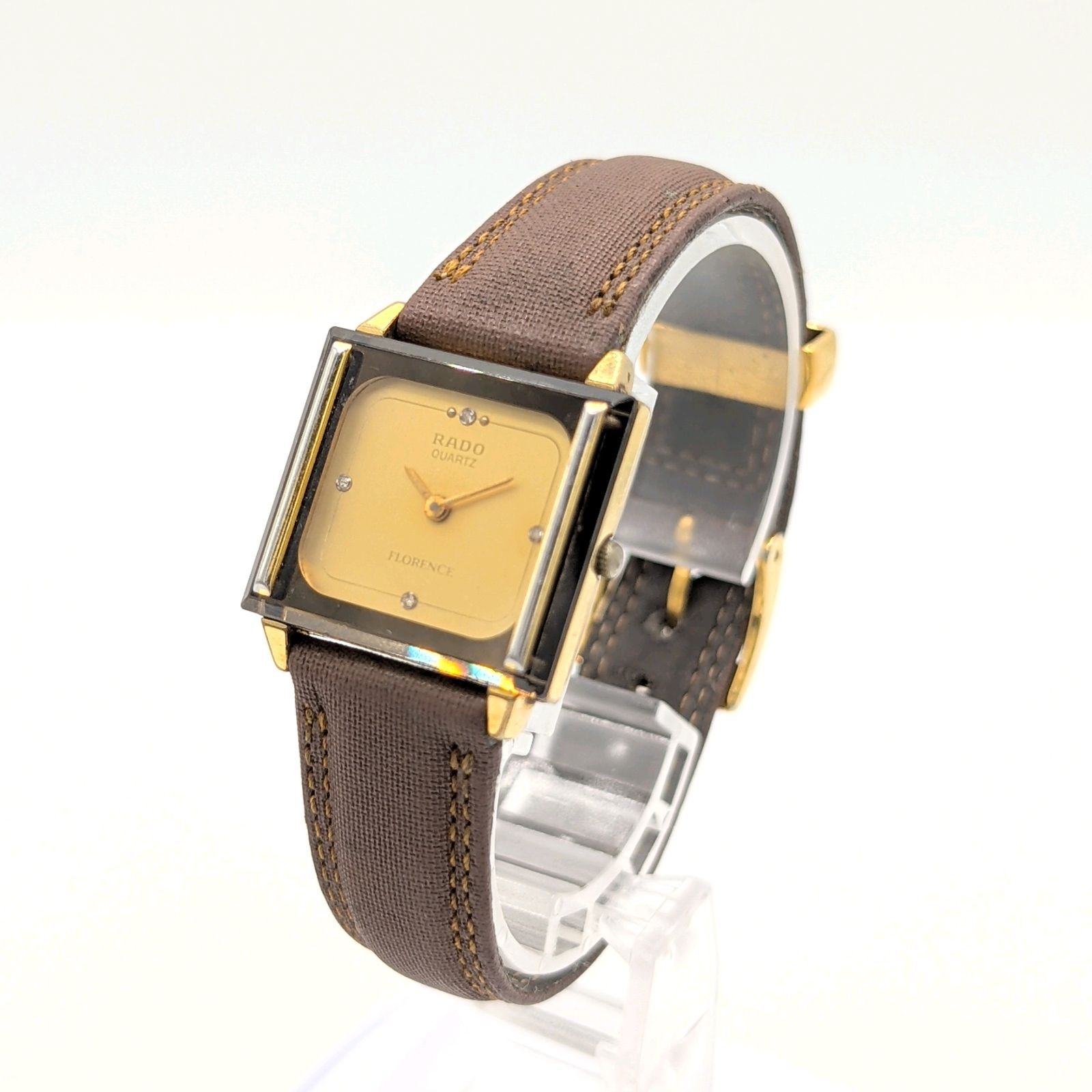 RADO FLORENCE 121.3136.2 Watch Quartz Ladies Gold Dial Square Y2K 