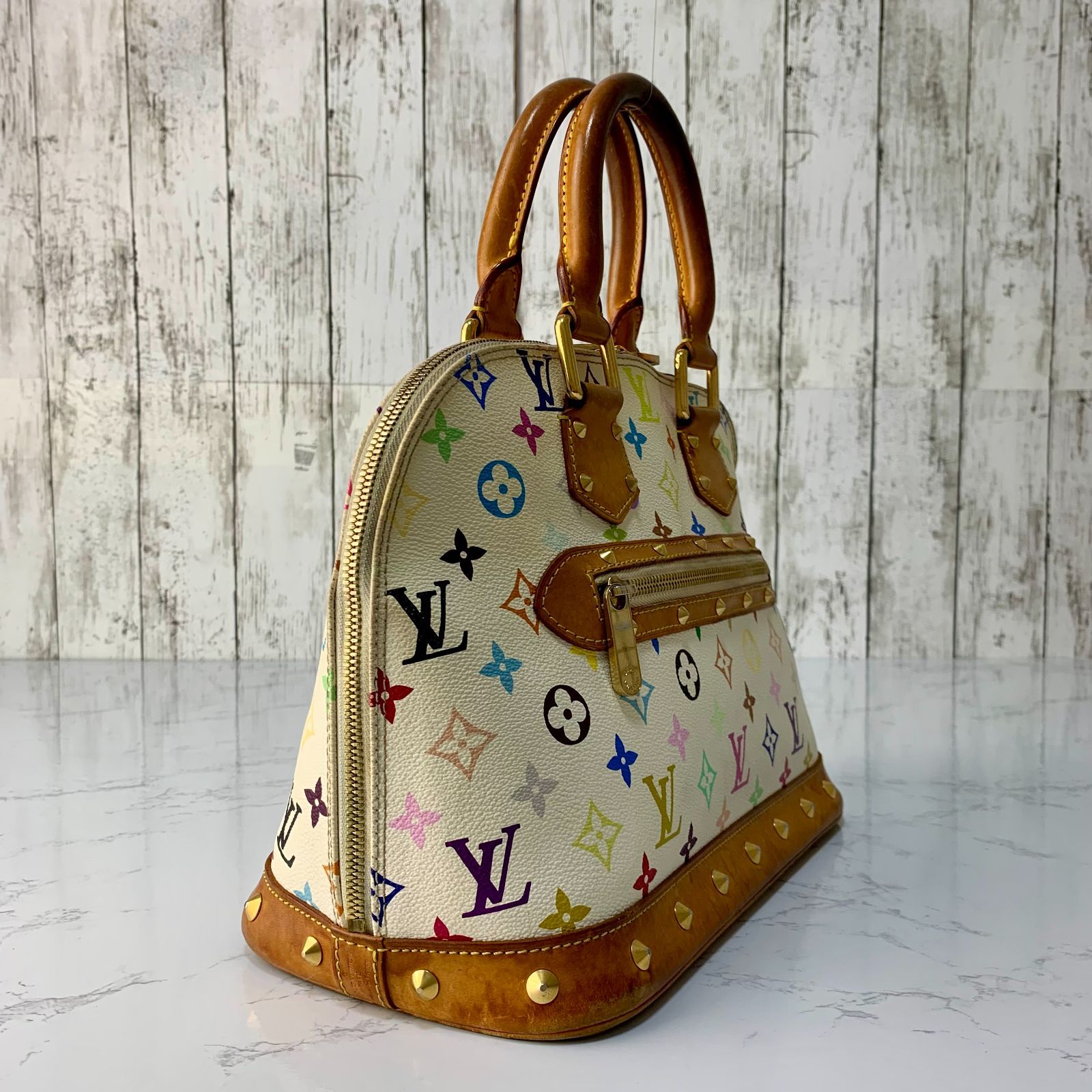 LOUIS VUITTON アルマ 村上隆 コラボ マルチカラー ハンドバッグ 