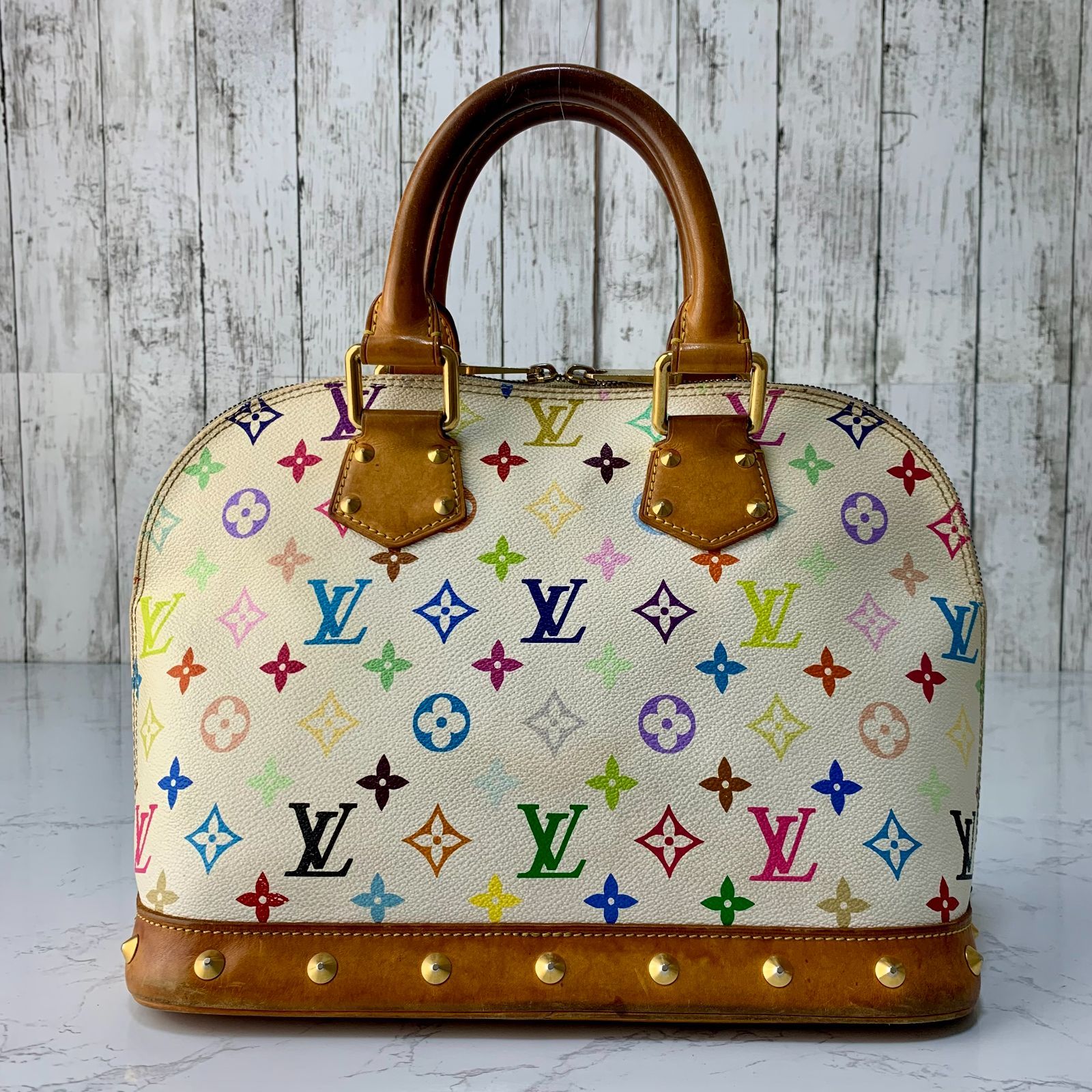 LOUIS VUITTON アルマ 村上隆 コラボ マルチカラー ハンドバッグ 