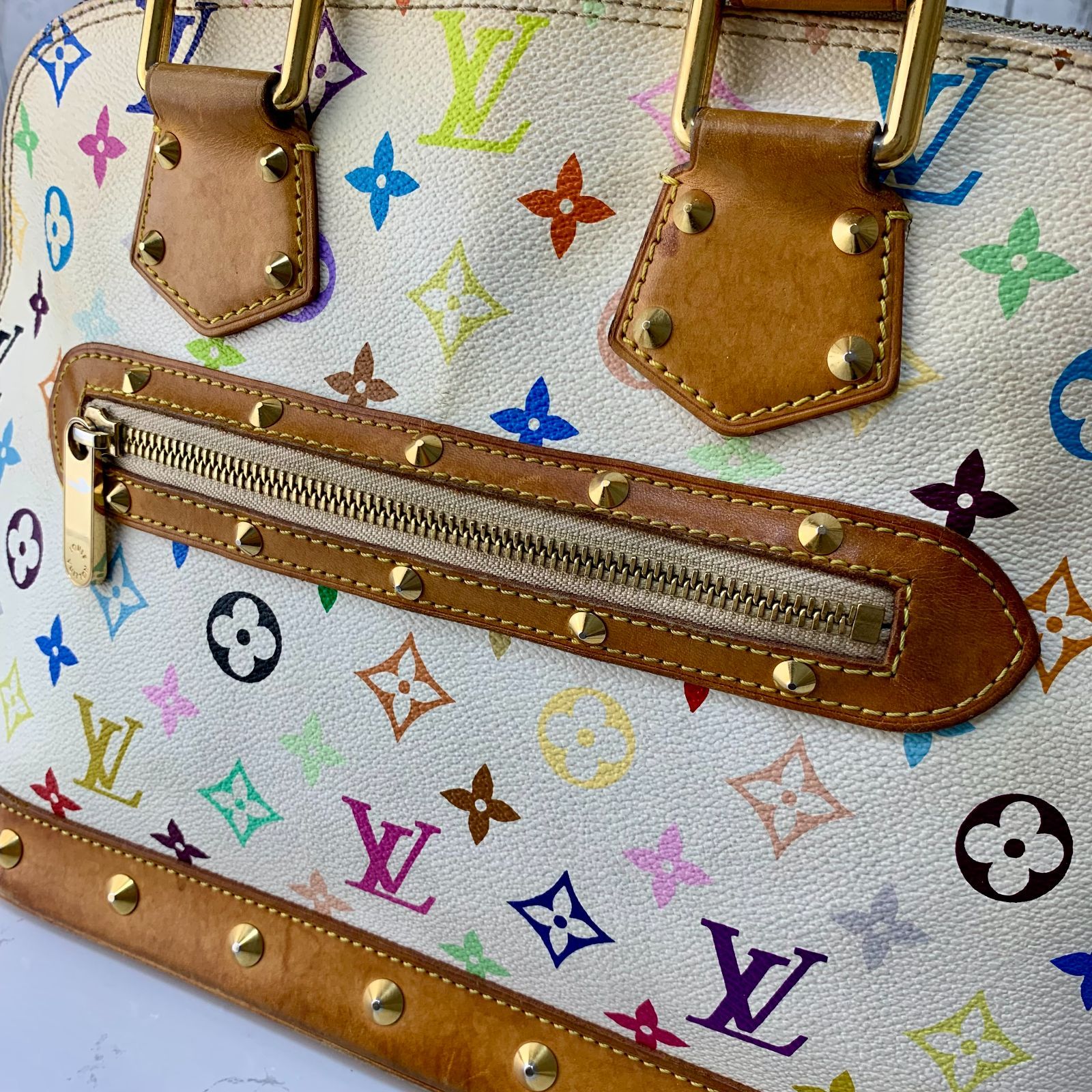 LOUIS VUITTON アルマ 村上隆 コラボ マルチカラー ハンドバッグ 