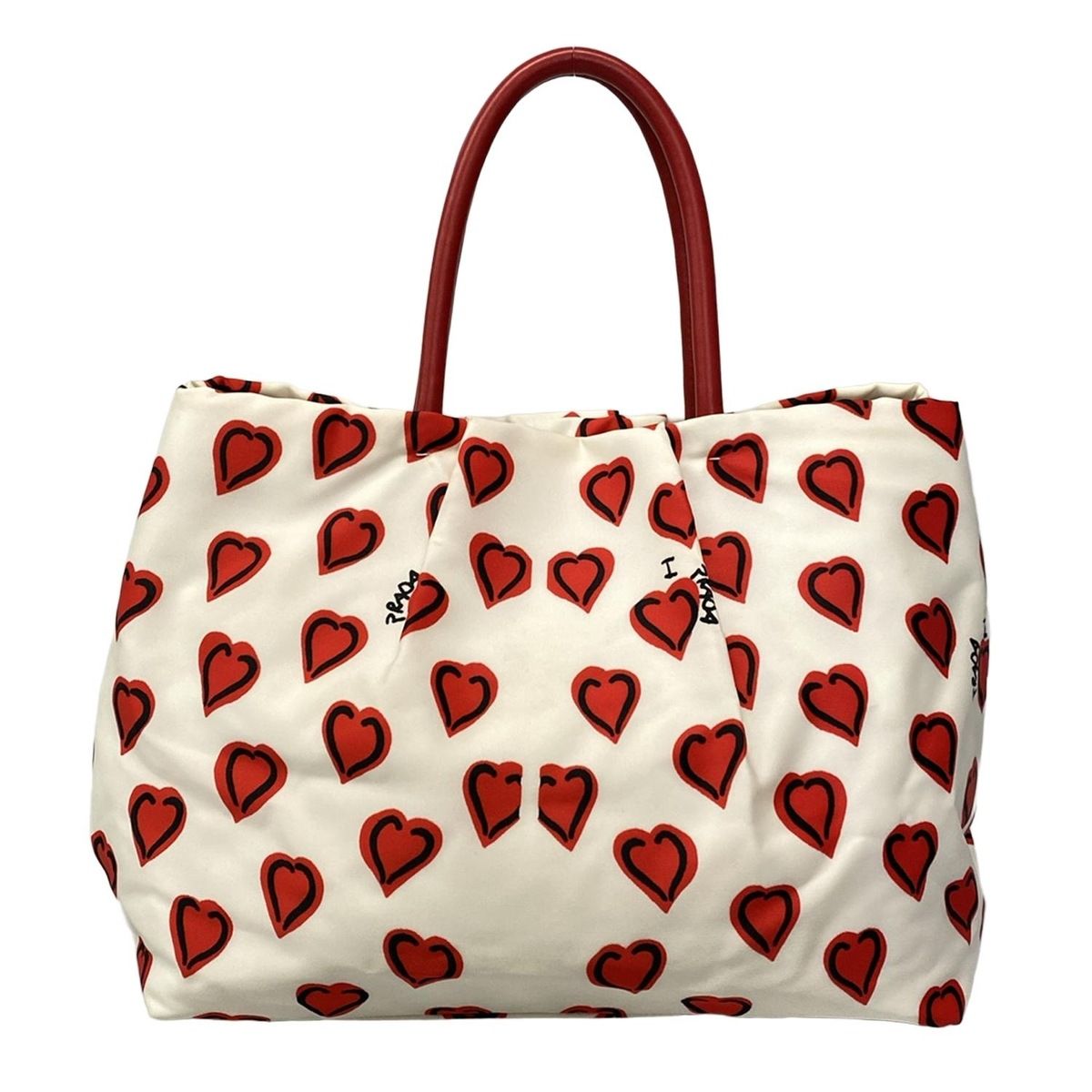 PRADA(プラダ) トートバッグ - BN1601 アイボリー×レッド×黒 PRADA(プラダ) トートバッグ - BN1601 アイボリー×レッド×黒