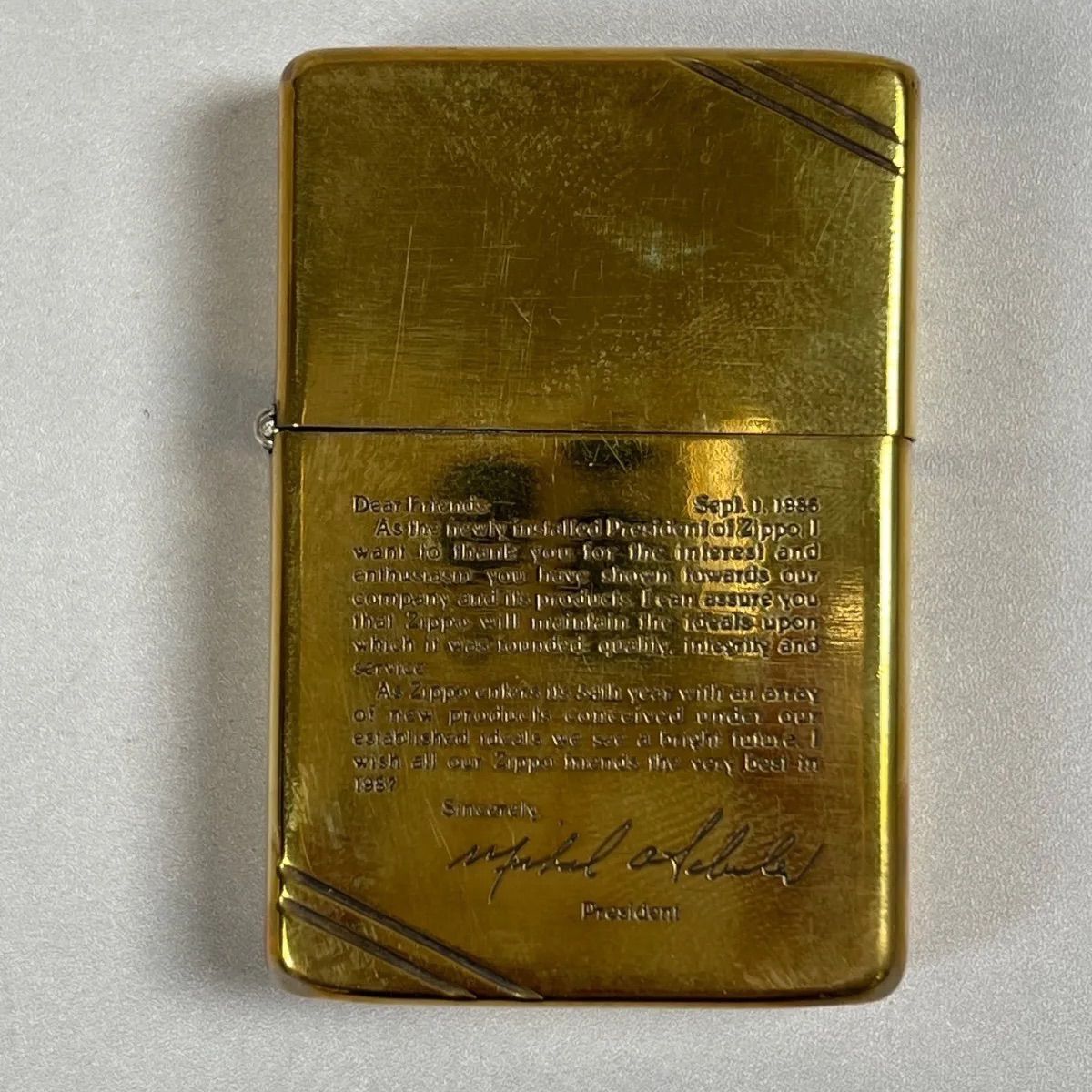 zippo ジッポー 創業者社長サイン ダイアゴナルライン ゴールド - メルカリ