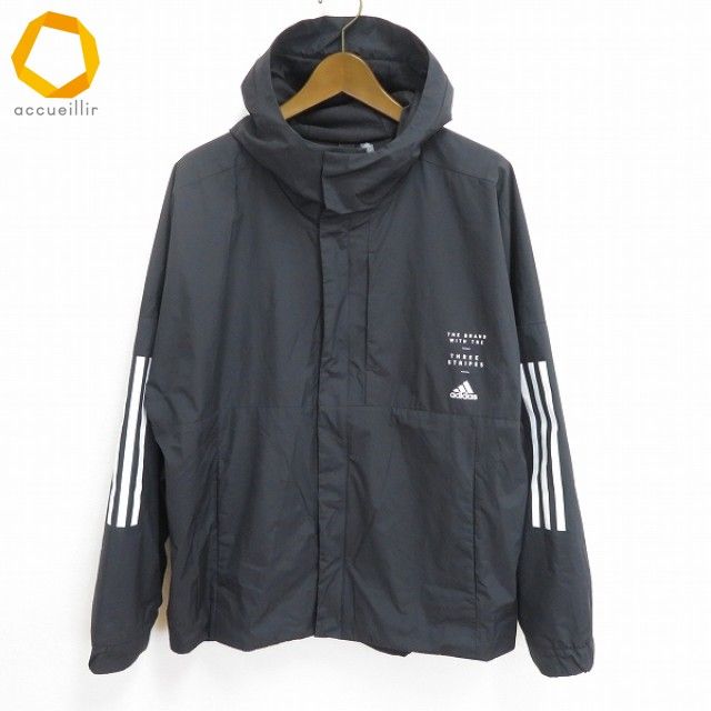 a アディダス adidas ウインドハイブリッド ジャケット O 黒 白 