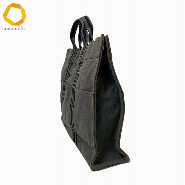 axb エルメス HERMES トートバッグ グレー 黒 フールトゥMM キャンバス
