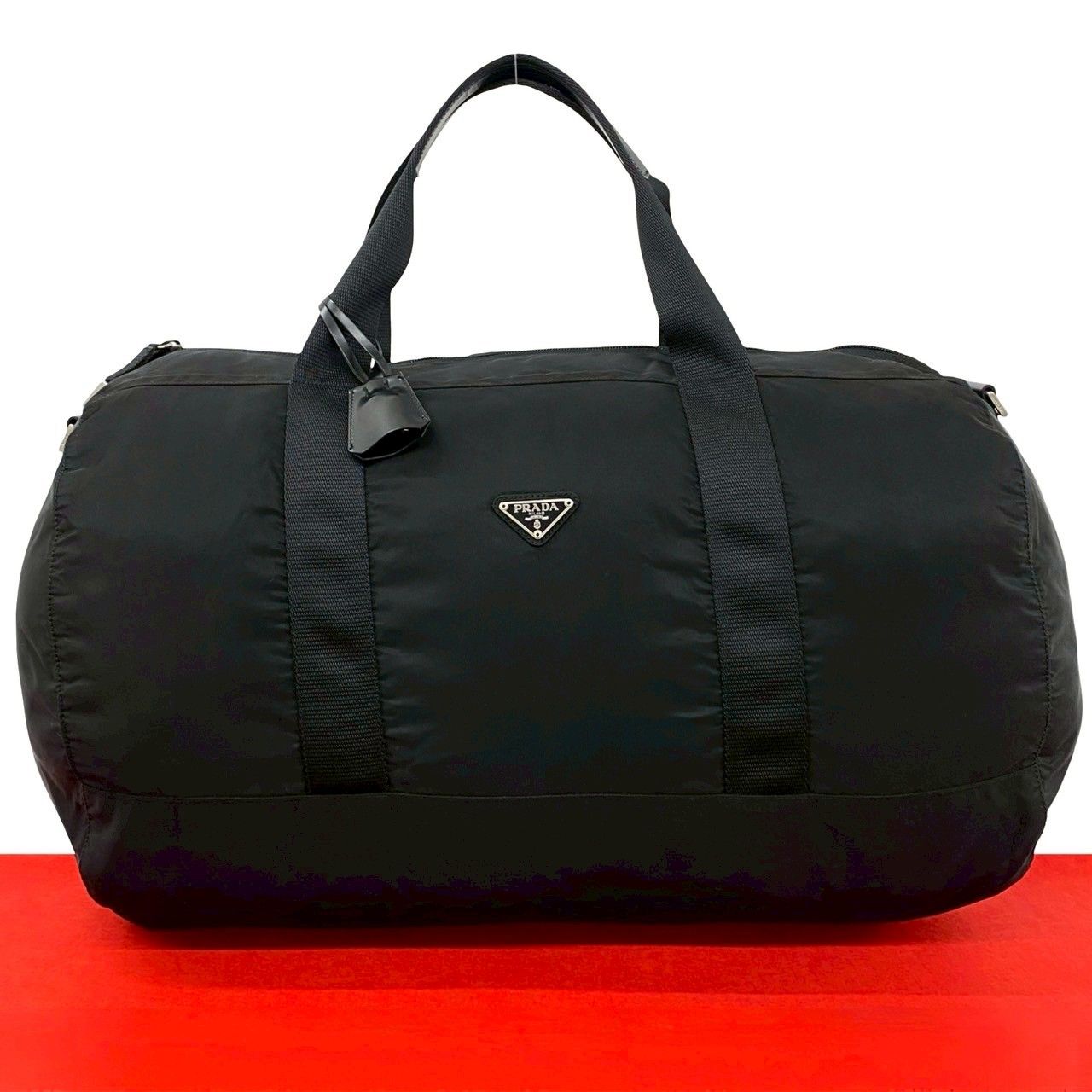 極 美品 PRADA プラダ 三角ロゴ 金具 ナイロン レザー ボストン 極 美品 PRADA プラダ 三角ロゴ 金具 ナイロン レザー ボストン
