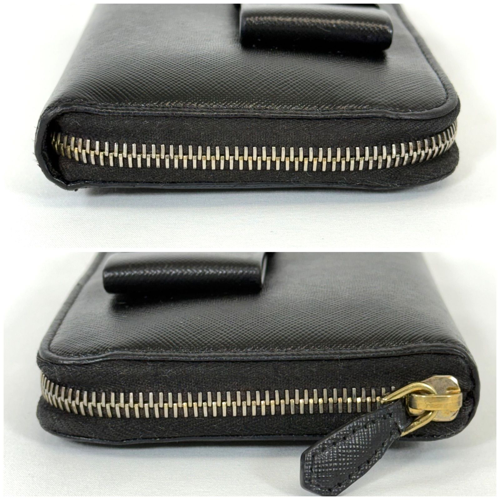 プラダ リボン ラウンドファスナー長財布 黒 美品 【公式通販】