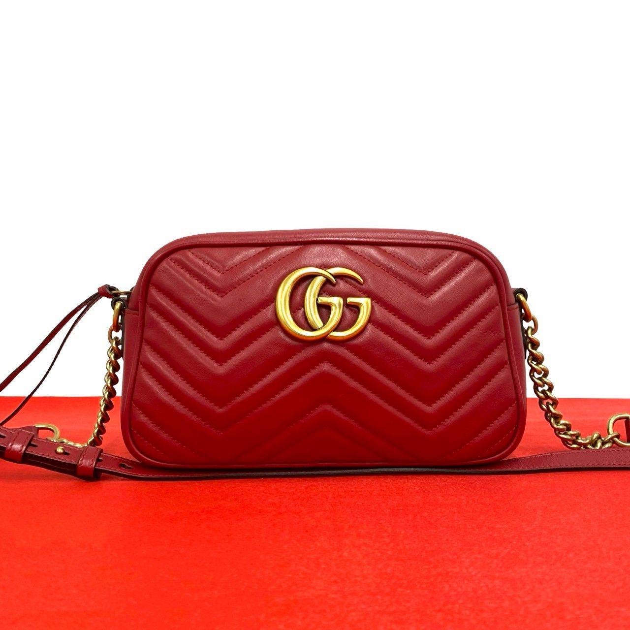 ほぼ未使用 希少品 GUCCI グッチ GGマーモント ロゴ 金具