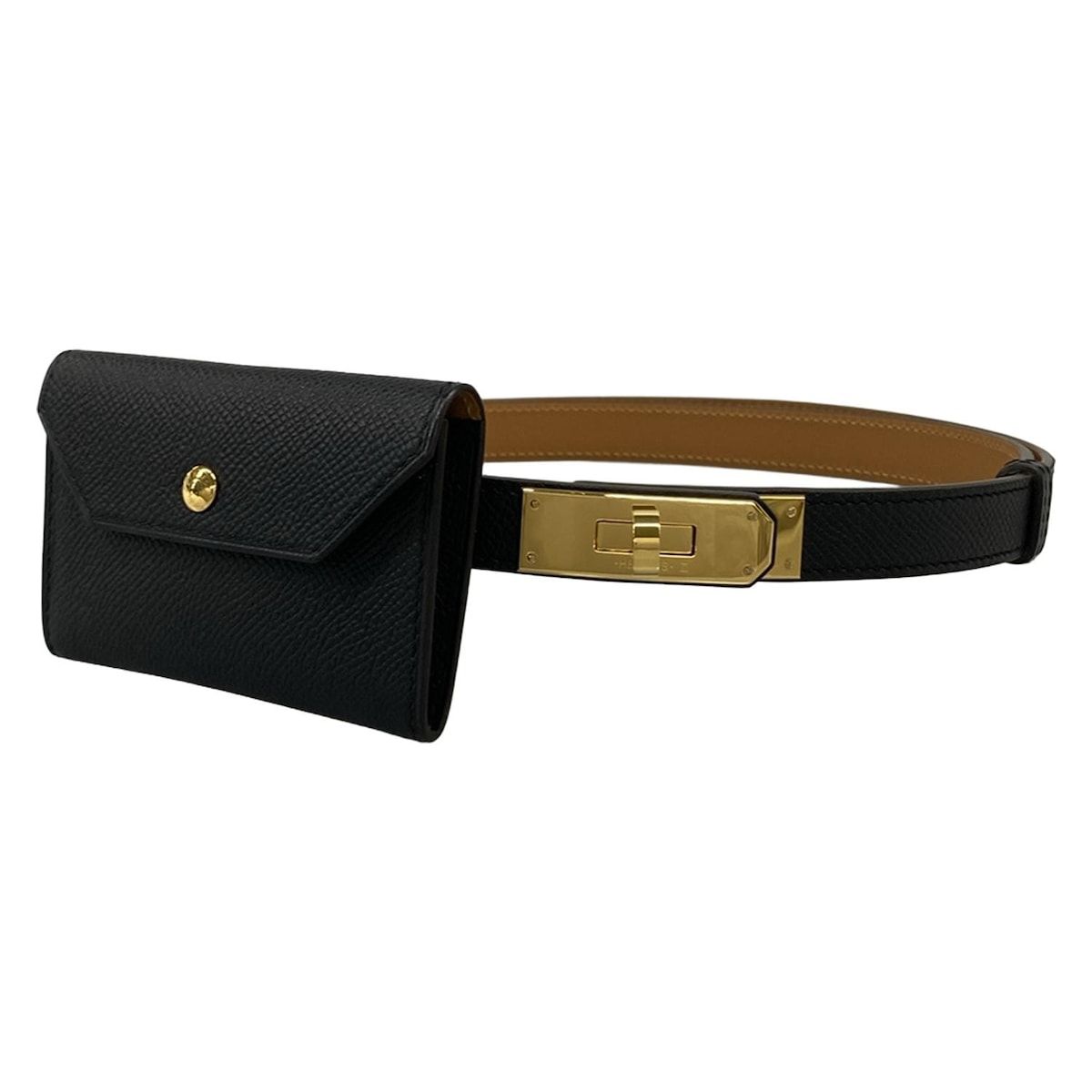 HERMES(エルメス) ベルト美品 ケリーポケット18 黒 ゴールド金具 