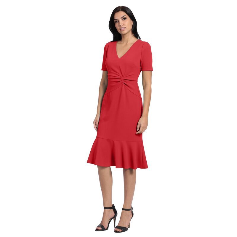 ロンドンタイムス レディース トップス ワンピース ミディ Womens London Times Flounce Midi Twist Dress Pink ピンク