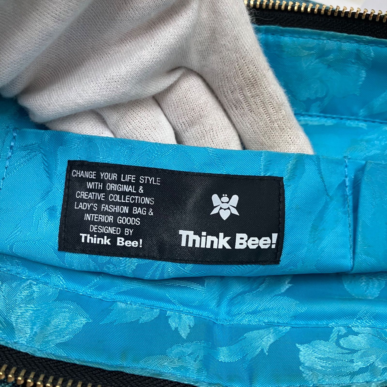 Y1192 Think Bee! シンクビー！ ハンドバッグ ブルーローズ 花柄 