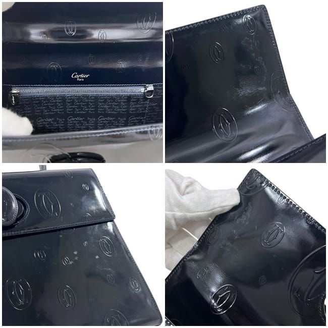 カルティエ ハンドバッグ ダークネイビー ハッピーバースデー 美品 