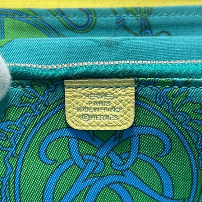エルメス ラウンドファスナー 長財布 アザップ シルクイン イエロー 美 