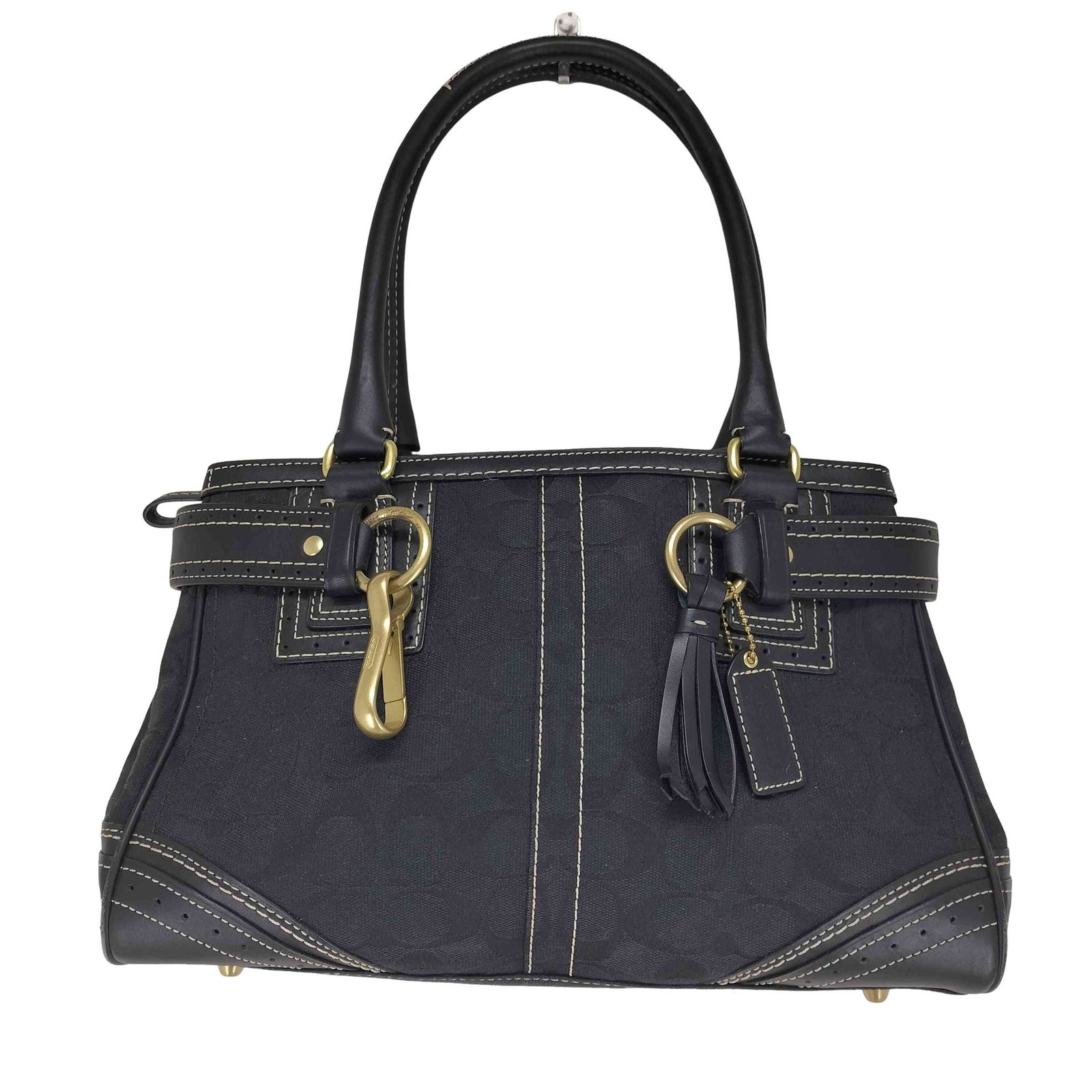 コーチ COACH Signature Canvas Handbag タッセル ビット金具 