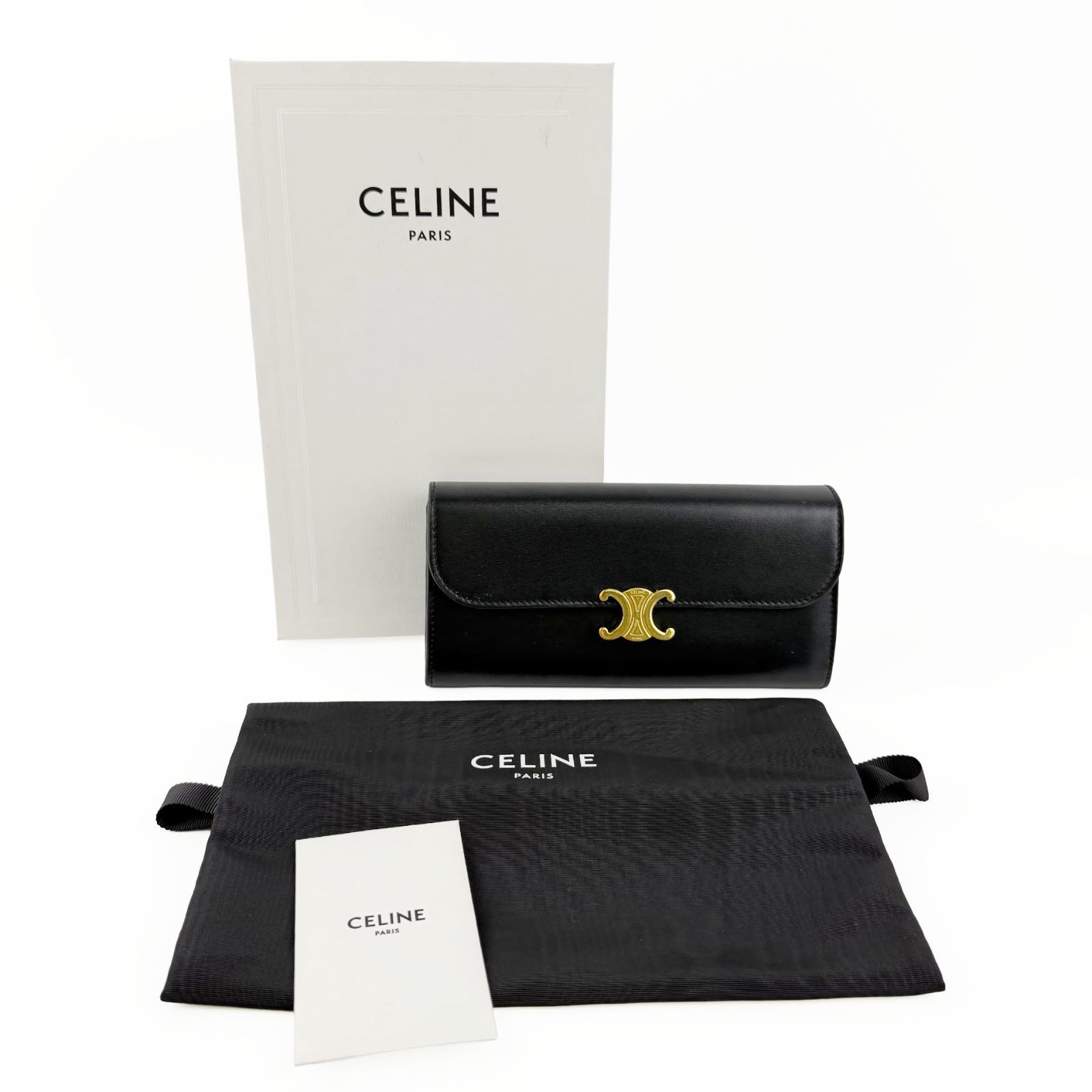 CELINE セリーヌ トリオンフ 財布 ブラック レザー ヴィンテージ