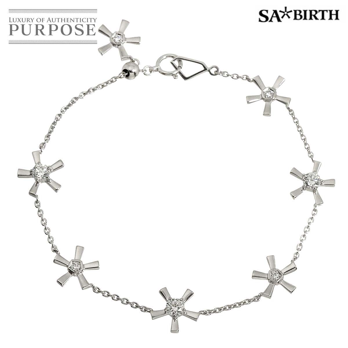 サバース SA BIRTH ダイヤ 0.72ct/0.08ct ブレスレット 18cm K18 WG 