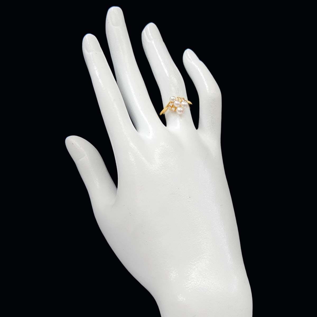 ミキモト MIKIMOTO 12号 リング ベビーパール 4.0-3.5mm ダイヤ K18 YG