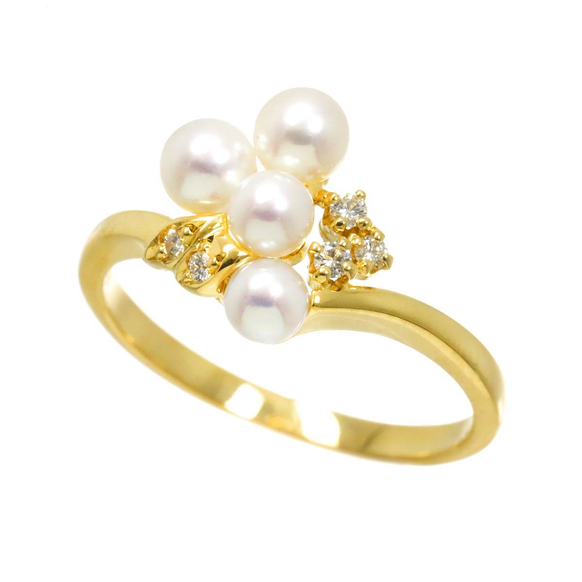 ミキモト MIKIMOTO 12号 リング ベビーパール 4.0-3.5mm ダイヤ K18 YG 