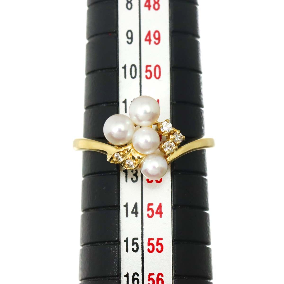 ミキモト MIKIMOTO 12号 リング ベビーパール 4.0-3.5mm ダイヤ K18 YG