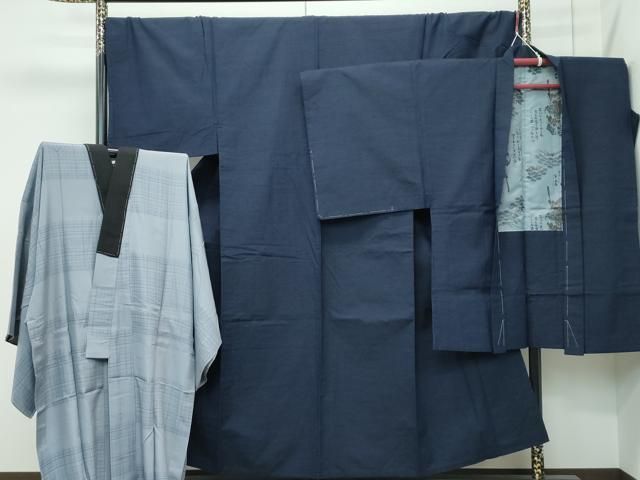 平和屋着物●極上　男性　紬　アンサンブル・長襦袢セット　色無地　蝋色　逸品　CZAA4471s6 平和屋着物○極上 男性 紬 アンサンブル・長襦袢セット 色無地 蝋色