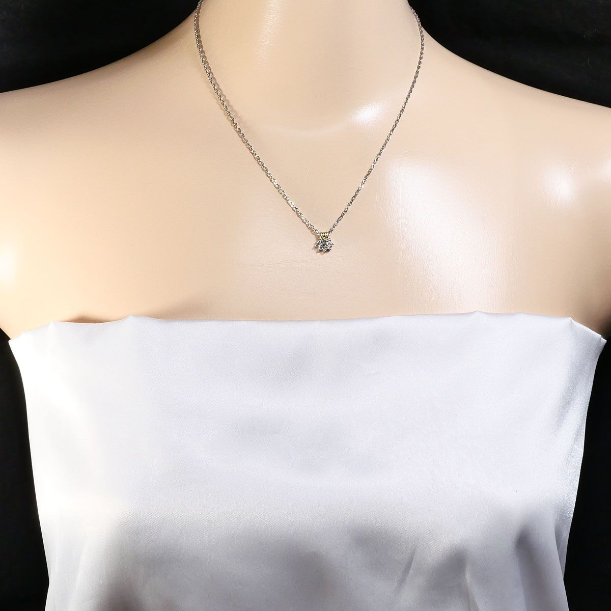 クレサンベール CRESCENT VERT PT900/プラチナ K18YG ネックレス 