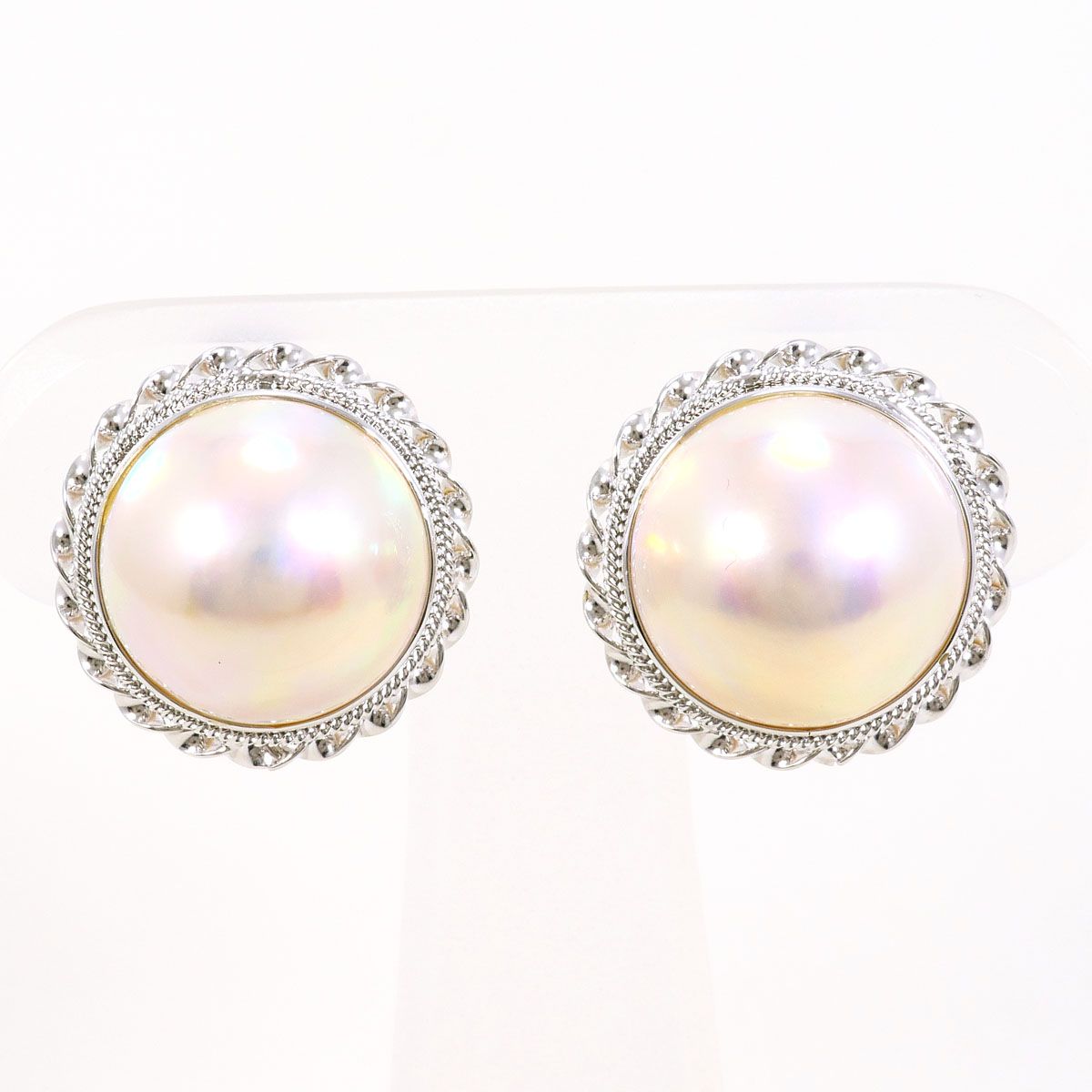K14WG イヤリング clip-on earrings マベパール（真珠） 総重量約5.0g 