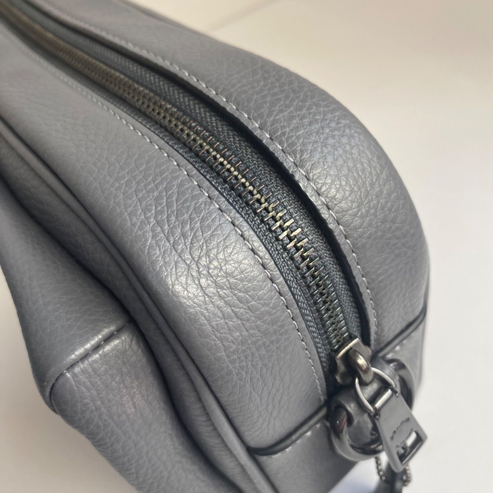 美品】COACH コーチ エリアス ショルダーバッグ グレー 本革 レザー 