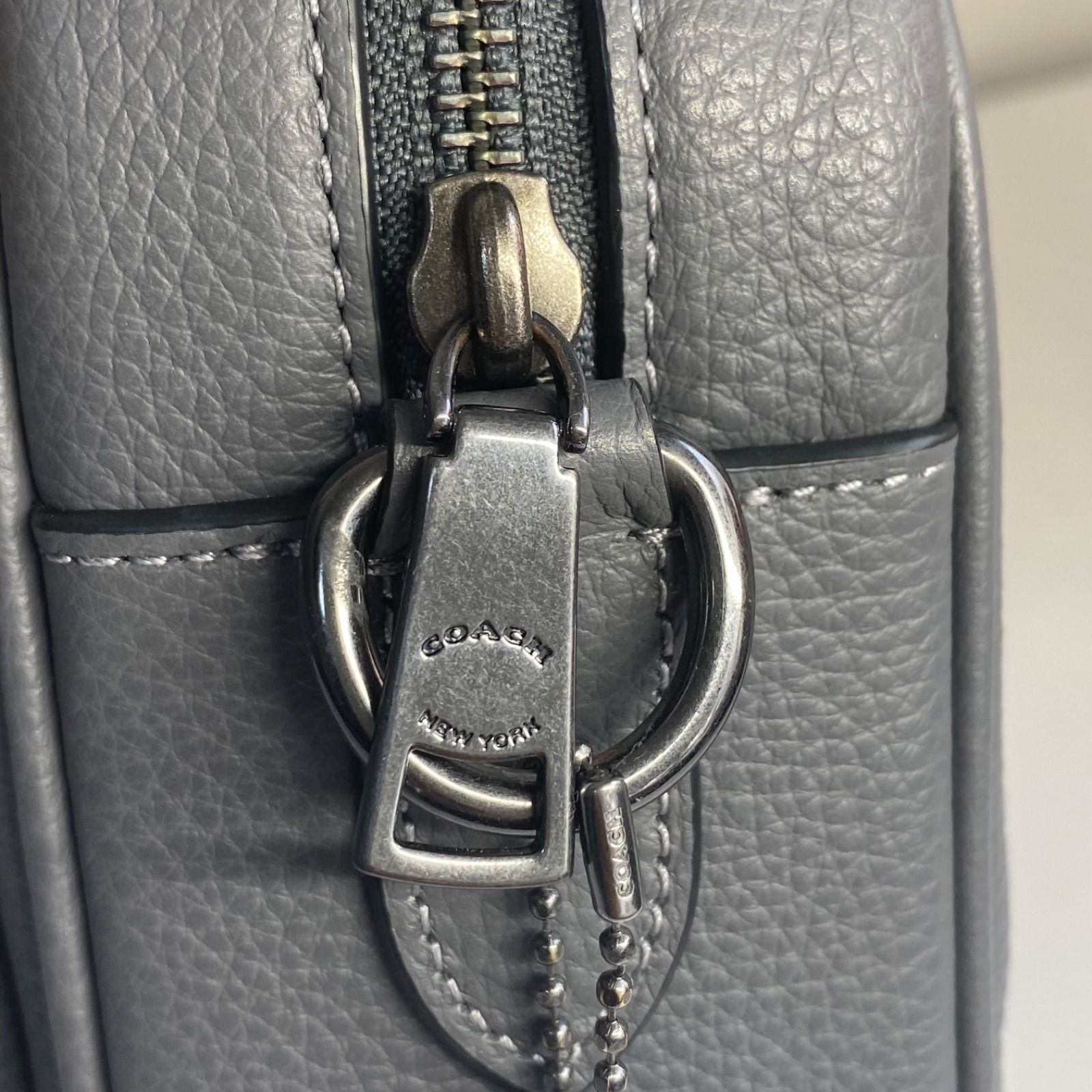 美品】COACH コーチ エリアス ショルダーバッグ グレー 本革 レザー 