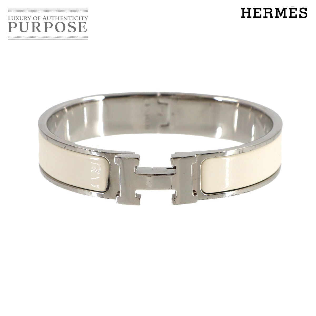 HERMES バングル　アイボリー 美品 エルメス HERMES クリックH PM バングル アイボリー シルバー